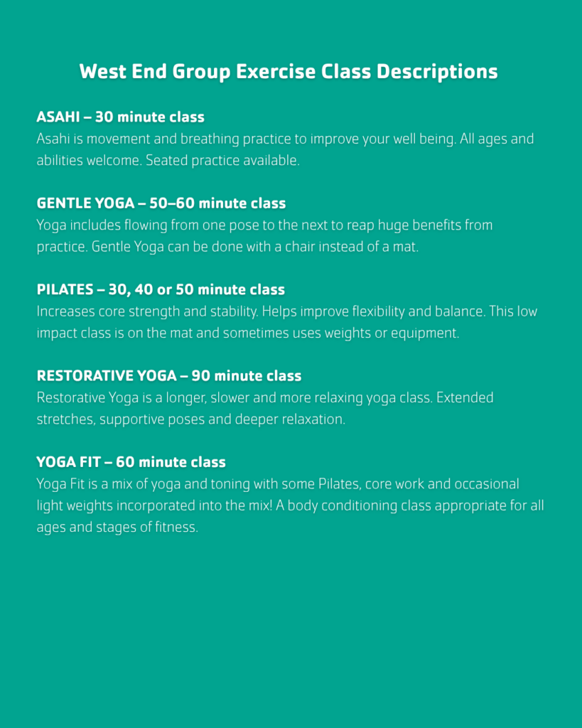Group Exercise Schedule 4x5